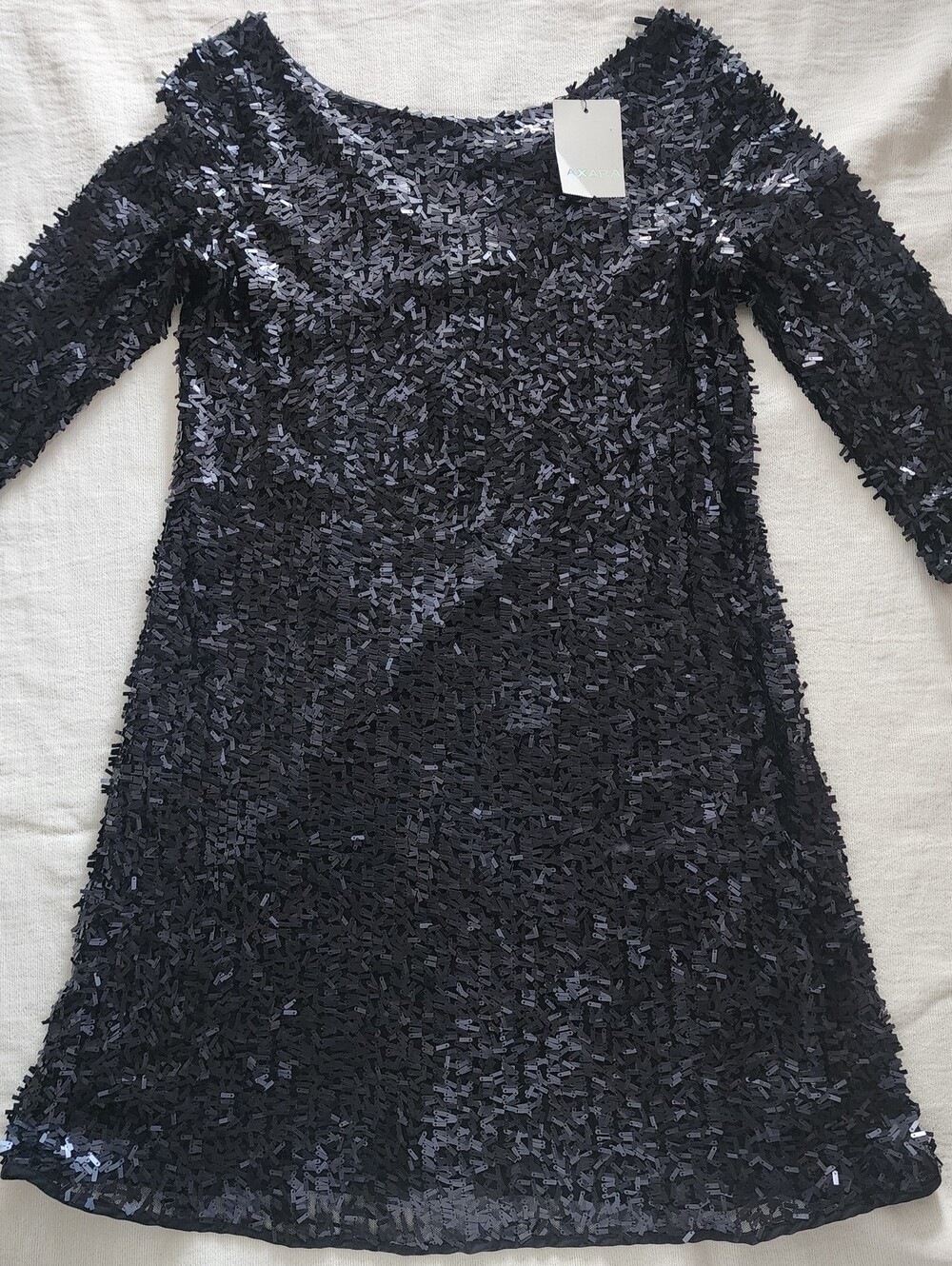 NWT Axara Paris Black Sequin Long Sleeve Cocktail Party Dress - Size S